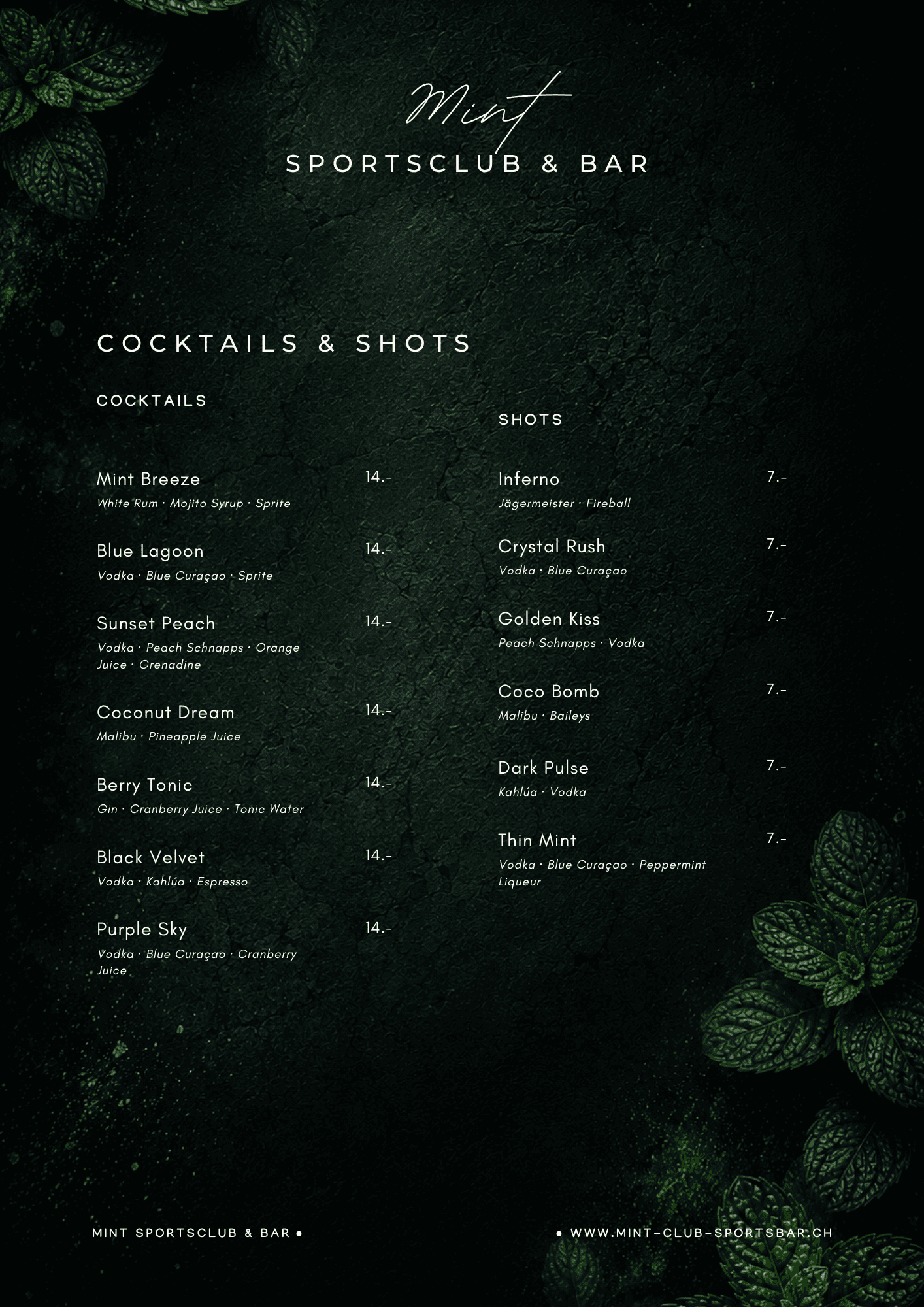 Mint — food menu design